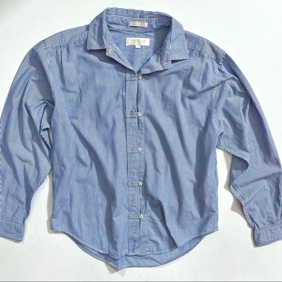 Vintage John Henry Striped Cotton Blue & White Button Down Shirt 10 - Picture 1 of 8